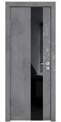 Дверь межкомнатная DO-504 Бетон темный/стекло Черное