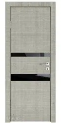 Дверь межкомнатная DO-512 Серый дуб/стекло Черное