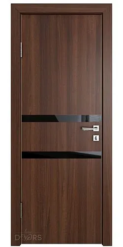 Дверь межкомнатная DO-513 Орех тисненый/стекло Черное