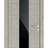 ШИ дверь DO-610 Серый дуб/стекло Черное