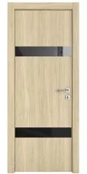 ШИ дверь DO-602 Дуб светлый/стекло Черное