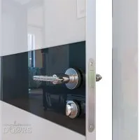 Дверь межкомнатная DO-509 Белый глянец/стекло Черное