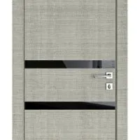 ШИ дверь DO-613 Серый дуб/стекло Черное