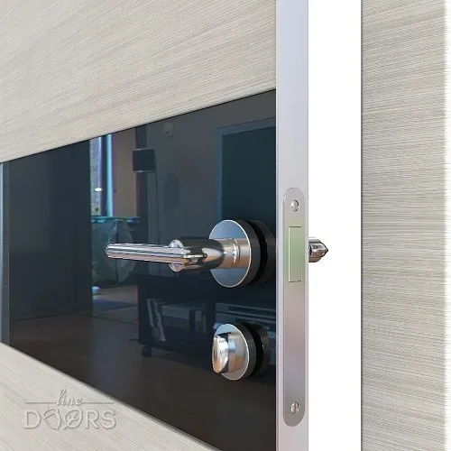 Дверь межкомнатная DO-501 Ива светлая/стекло Черное