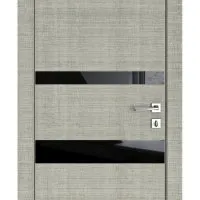 ШИ дверь DO-612 Серый дуб/стекло Черное