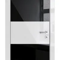 ШИ дверь DO-608 Серый глянец/стекло Черное