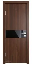 Дверь межкомнатная DO-509 Орех тисненый/стекло Черное