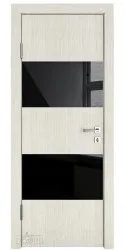 Дверь межкомнатная DO-508 Белая лиственница/стекло Черное