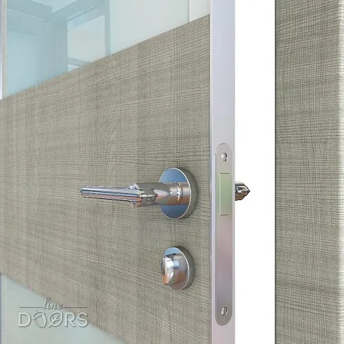 ШИ дверь DO-608 Серый дуб/стекло Белое