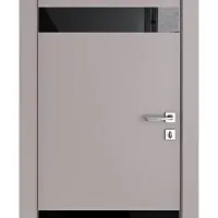 Дверь межкомнатная DO-502 Серый бархат/стекло Черное