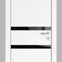 ШИ дверь DO-613 Белый бархат/стекло Черное