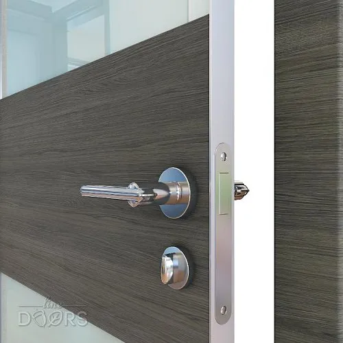 ШИ дверь DO-608 Ольха темная/стекло Белое