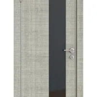 Дверь межкомнатная DO-504 Серый дуб/стекло Черное