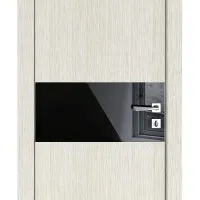 Дверь межкомнатная DO-501 Белая лиственница/стекло Черное