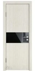 Дверь межкомнатная DO-501 Белая лиственница/стекло Черное