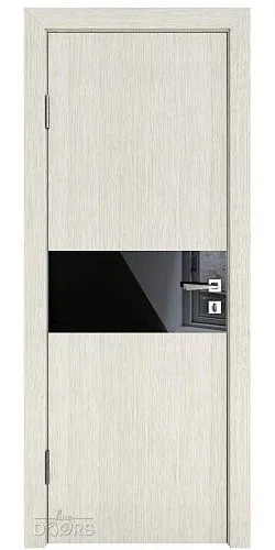 Дверь межкомнатная DO-501 Белая лиственница/стекло Черное