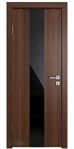 Дверь межкомнатная DO-510 Орех тисненый/стекло Черное