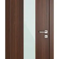 ШИ дверь DO-610 Орех тисненый/стекло Белое