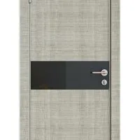 Дверь межкомнатная DO-509 Серый дуб/стекло Черное