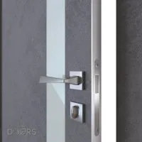 Дверь межкомнатная DO-507 Бетон темный/стекло Белое