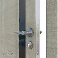 ШИ дверь DO-607 Серый дуб/стекло Черное