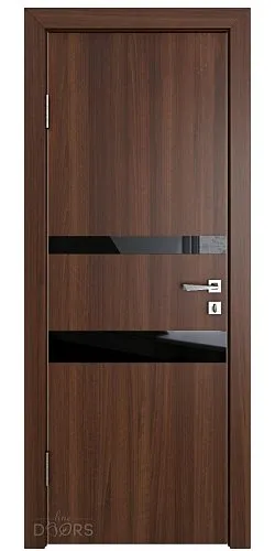 ШИ дверь DO-612 Орех тисненый/стекло Черное