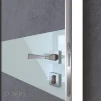 Дверь межкомнатная DO-509 Бетон темный/стекло Белое