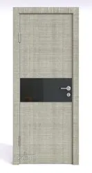 ШИ дверь DO-601 Серый дуб/стекло Черное