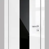 ШИ дверь DO-610 Белый глянец/стекло Черное