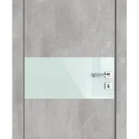 Дверь межкомнатная DO-501 Бетон светлый/стекло Белое