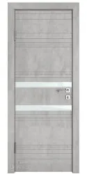 Дверь межкомнатная DO-515 Бетон светлый/стекло Белое
