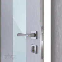 Дверь межкомнатная DO-504 Металлик/стекло Белое