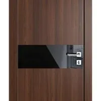 ШИ дверь DO-609 Орех тисненый/стекло Черное