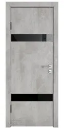 Дверь межкомнатная DO-502 Бетон светлый/стекло Черное