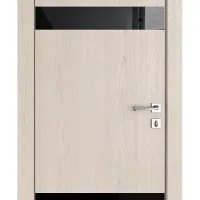 ШИ дверь DO-602 Ясень капучино/стекло Черное