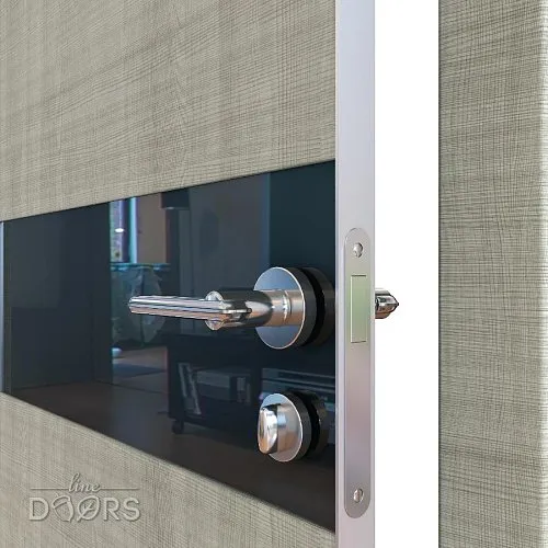 Дверь межкомнатная DO-509 Серый дуб/стекло Черное