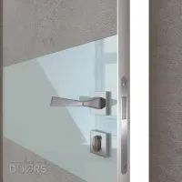 Дверь межкомнатная DO-501 Бетон светлый/стекло Белое