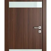 Дверь межкомнатная DO-502 Орех тисненый/стекло Белое