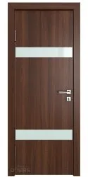 Дверь межкомнатная DO-502 Орех тисненый/стекло Белое