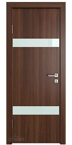 Дверь межкомнатная DO-502 Орех тисненый/стекло Белое
