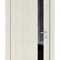 Дверь межкомнатная DO-507 Белая лиственница/стекло Черное