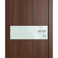 Дверь межкомнатная DO-509 Орех тисненый/стекло Белое