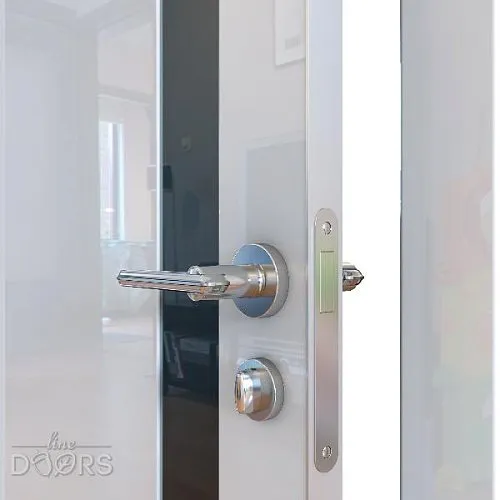 Дверь межкомнатная DO-507 Белый глянец/стекло Черное