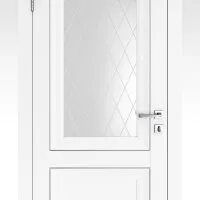 Дверь межкомнатная DO-PG2 Белый бархат/Ромб