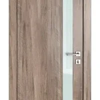 ШИ дверь DO-607 Орех седой светлый/стекло Белое