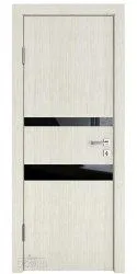 Дверь межкомнатная DO-512 Белая лиственница/стекло Черное