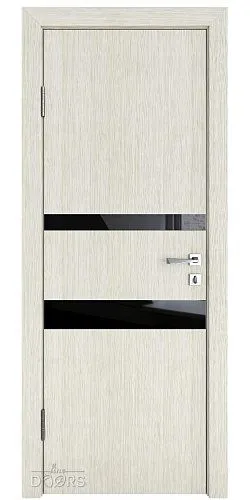 Дверь межкомнатная DO-512 Белая лиственница/стекло Черное
