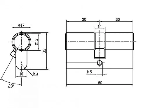 Ключевой цилиндр R60C AB / HS R60C AB
