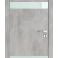 Дверь межкомнатная DO-502 Бетон светлый/стекло Белое