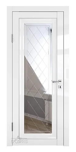 Дверь межкомнатная DO-PG6 Белый глянец/Зеркало ромб фацет